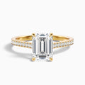 Chase 4 Carat Emerald Cut Side Stone Pave Moissanite Engagement Ring in 18k Yellow Gold