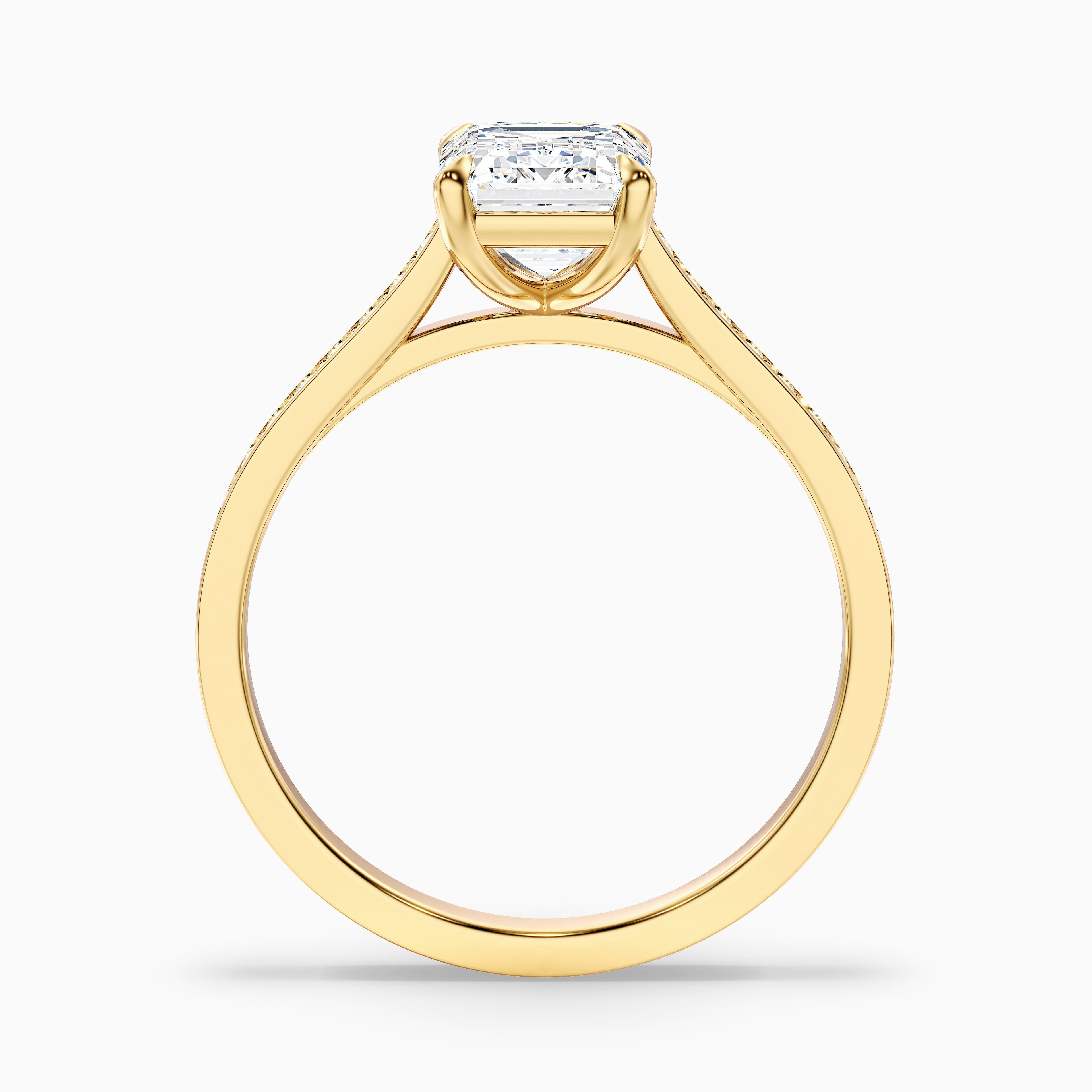 Chase 4.5 Carat Emerald Cut Side Stone Pave Moissanite Engagement Ring in 18k White Gold