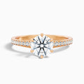 Carol 1.5 Carat Round Side Stone Pave Moissanite Engagement Ring in 10k Rose Gold