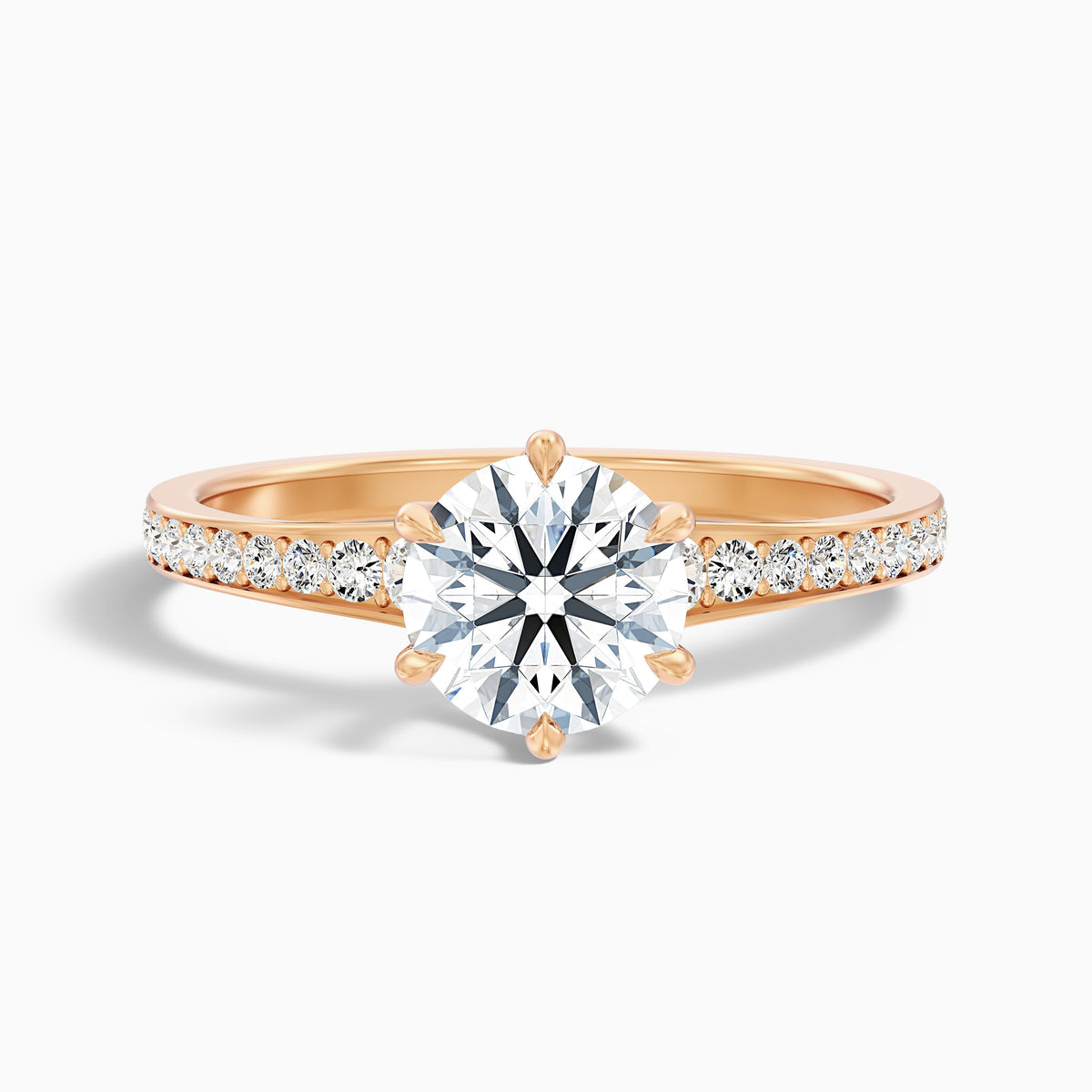 Carol 4.5 Carat Round Side Stone Pave Moissanite Engagement Ring in 10k Yellow Gold