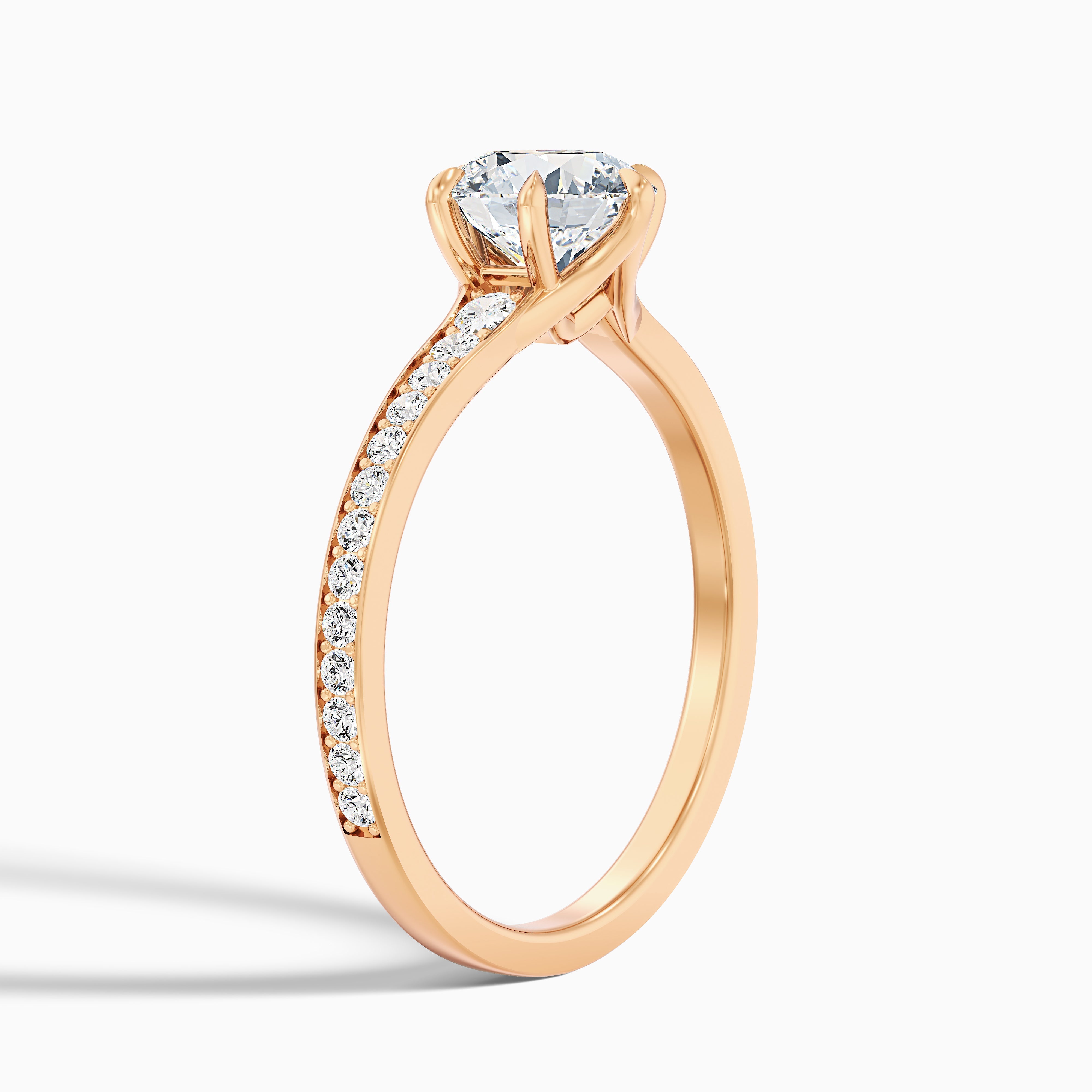 Carol 3.5 Carat Round Side Stone Pave Moissanite Engagement Ring in Platinum