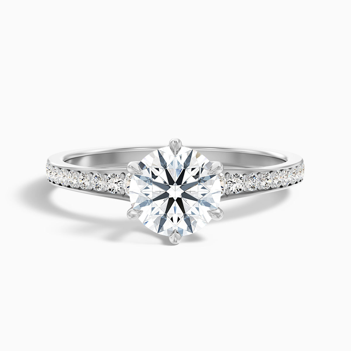 Carol 3.5 Carat Round Side Stone Pave Moissanite Engagement Ring in 10k Yellow Gold