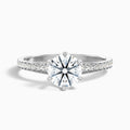 Carol 1.5 Carat Round Side Stone Pave Moissanite Engagement Ring in 10k White Gold