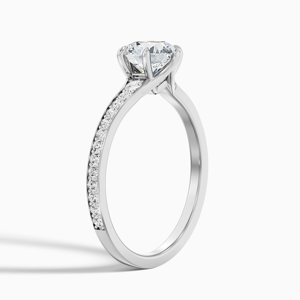 Carol 5.5 Carat Round Side Stone Pave Moissanite Engagement Ring in 14k Yellow Gold