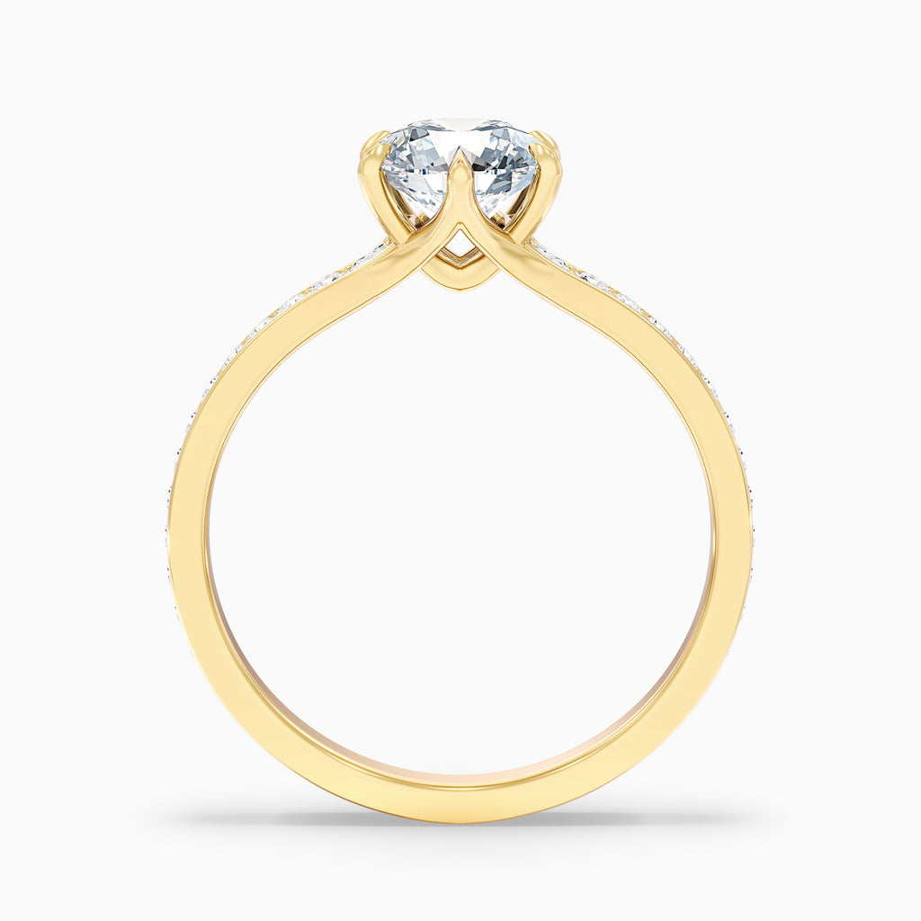 Carol 1 Carat Round Side Stone Pave Moissanite Engagement Ring in 10k White Gold