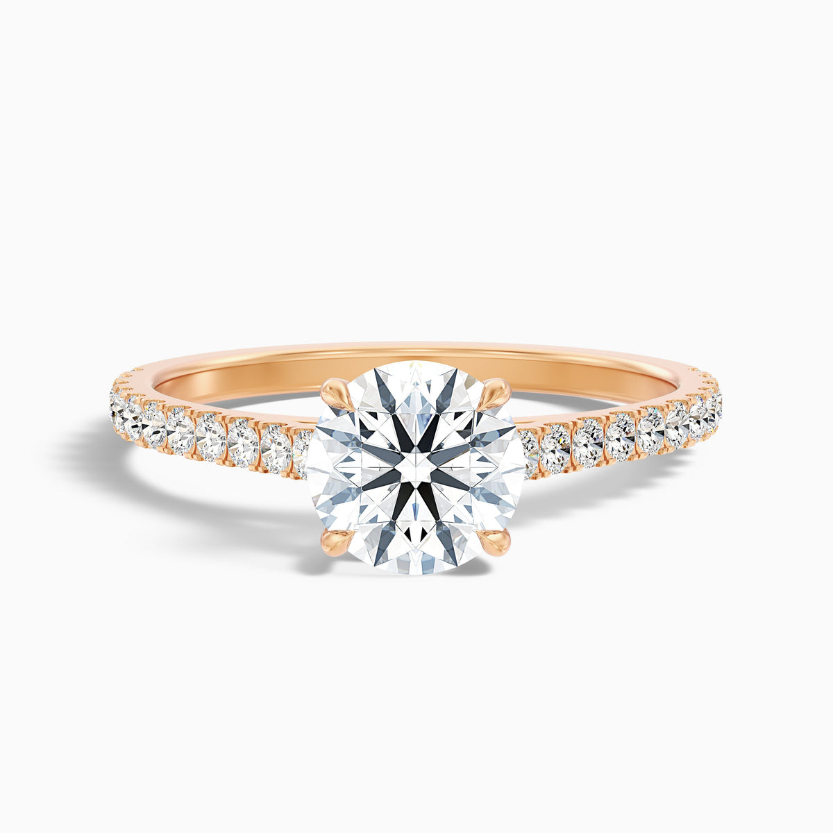 Carly 5.5 Carat Round Side Stone Pave Moissanite Engagement Ring in 18k Yellow Gold