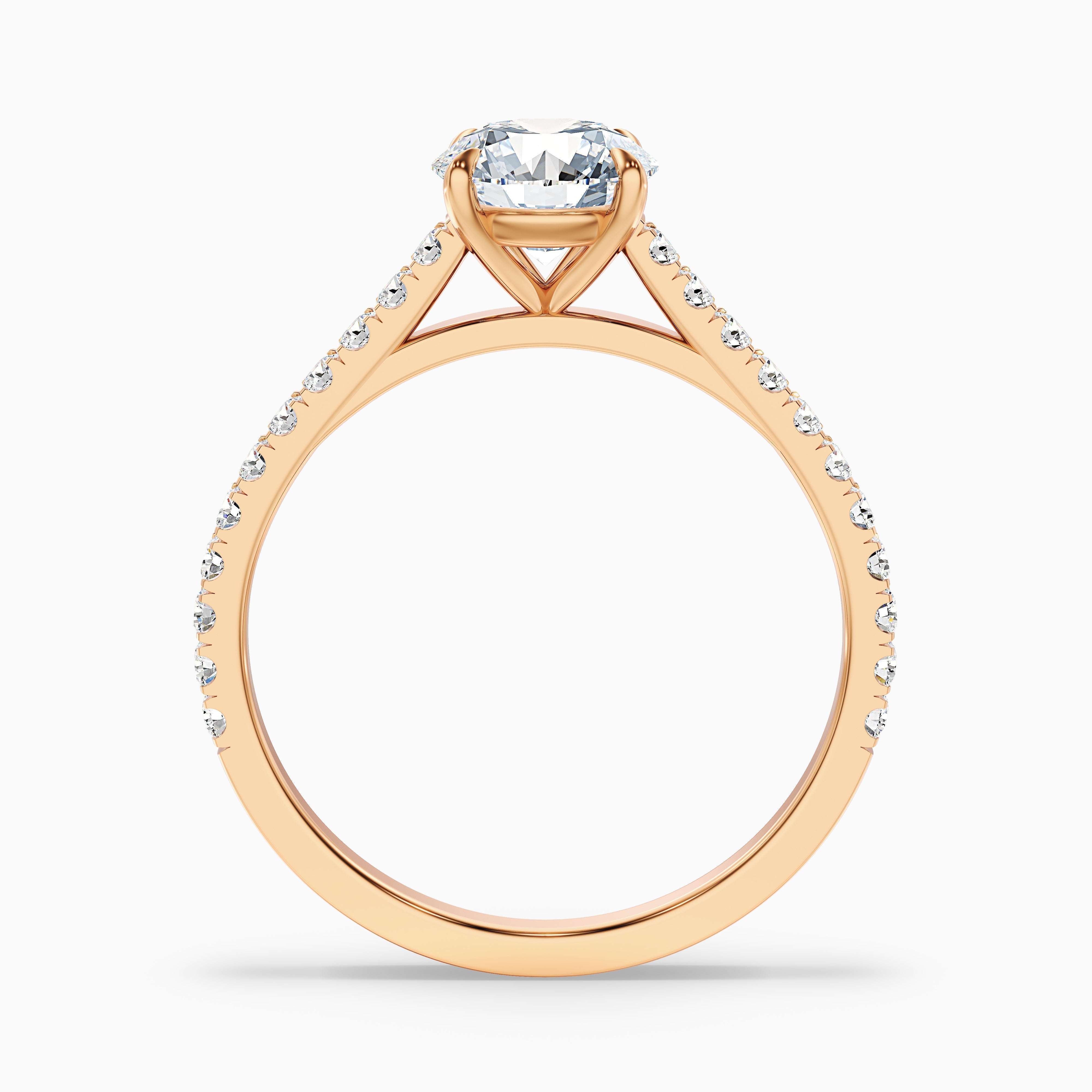Carly 4.5 Carat Round Side Stone Pave Moissanite Engagement Ring in 18k Rose Gold