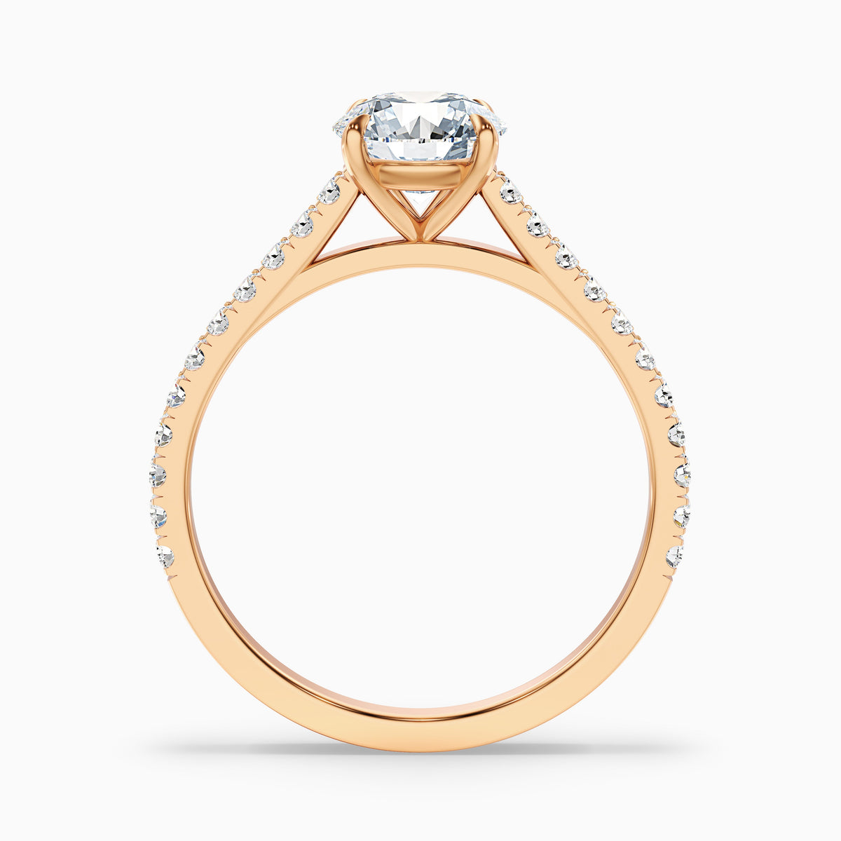Carly 4.5 Carat Round Side Stone Pave Moissanite Engagement Ring in 18k Yellow Gold