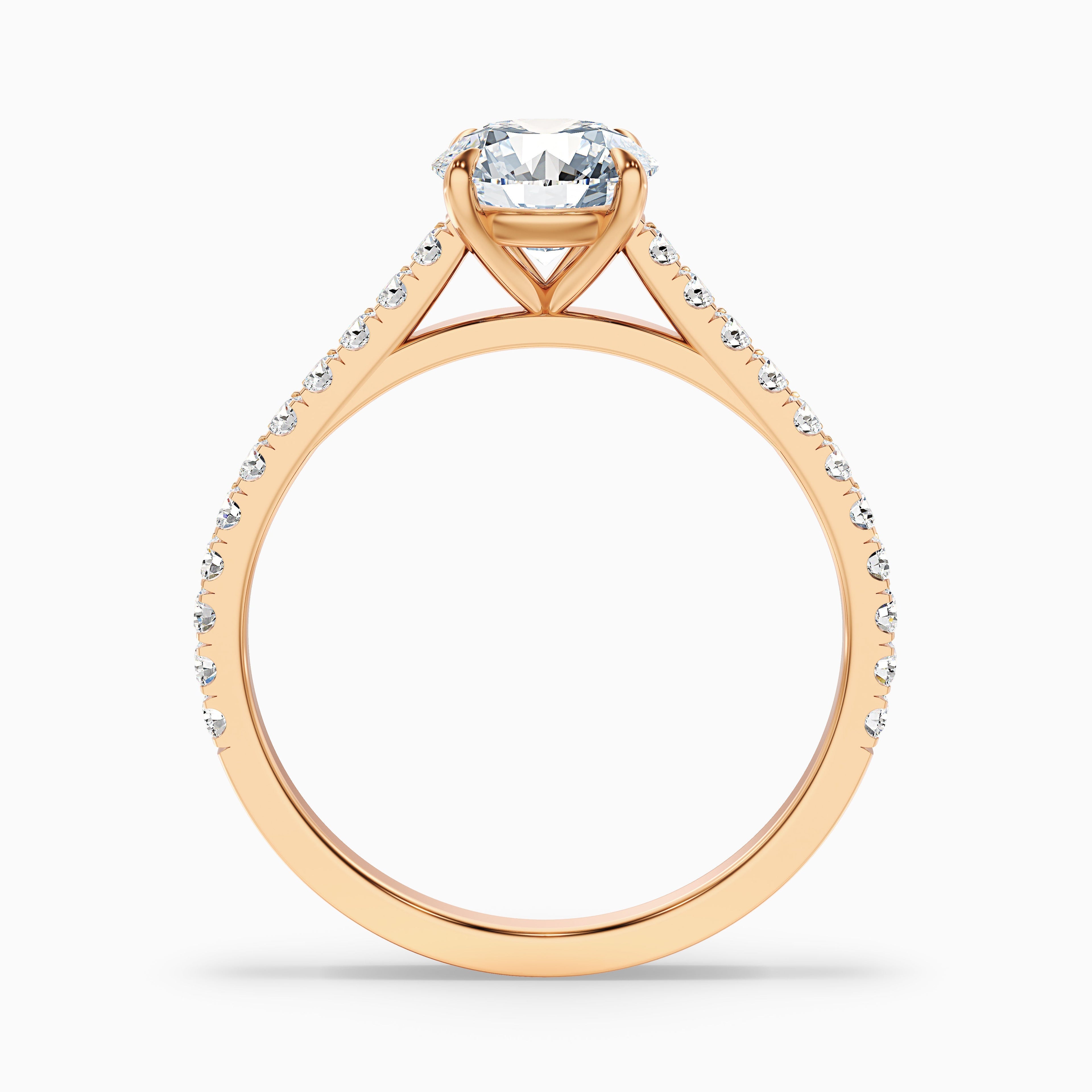 Carly 3 Carat Round Side Stone Pave Moissanite Engagement Ring in 10k Yellow Gold