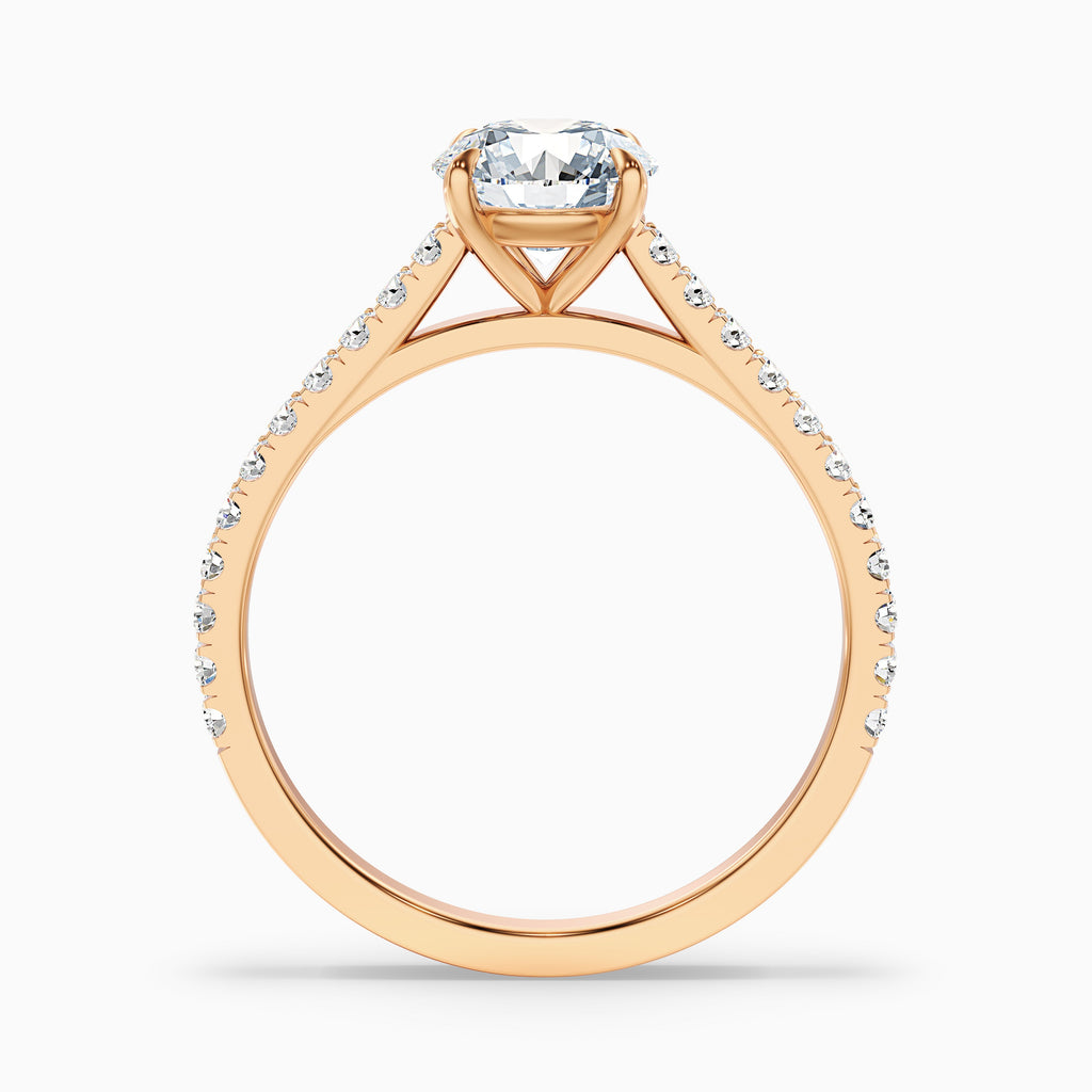 Carly 5 Carat Round Side Stone Pave Moissanite Engagement Ring in 14k Rose Gold