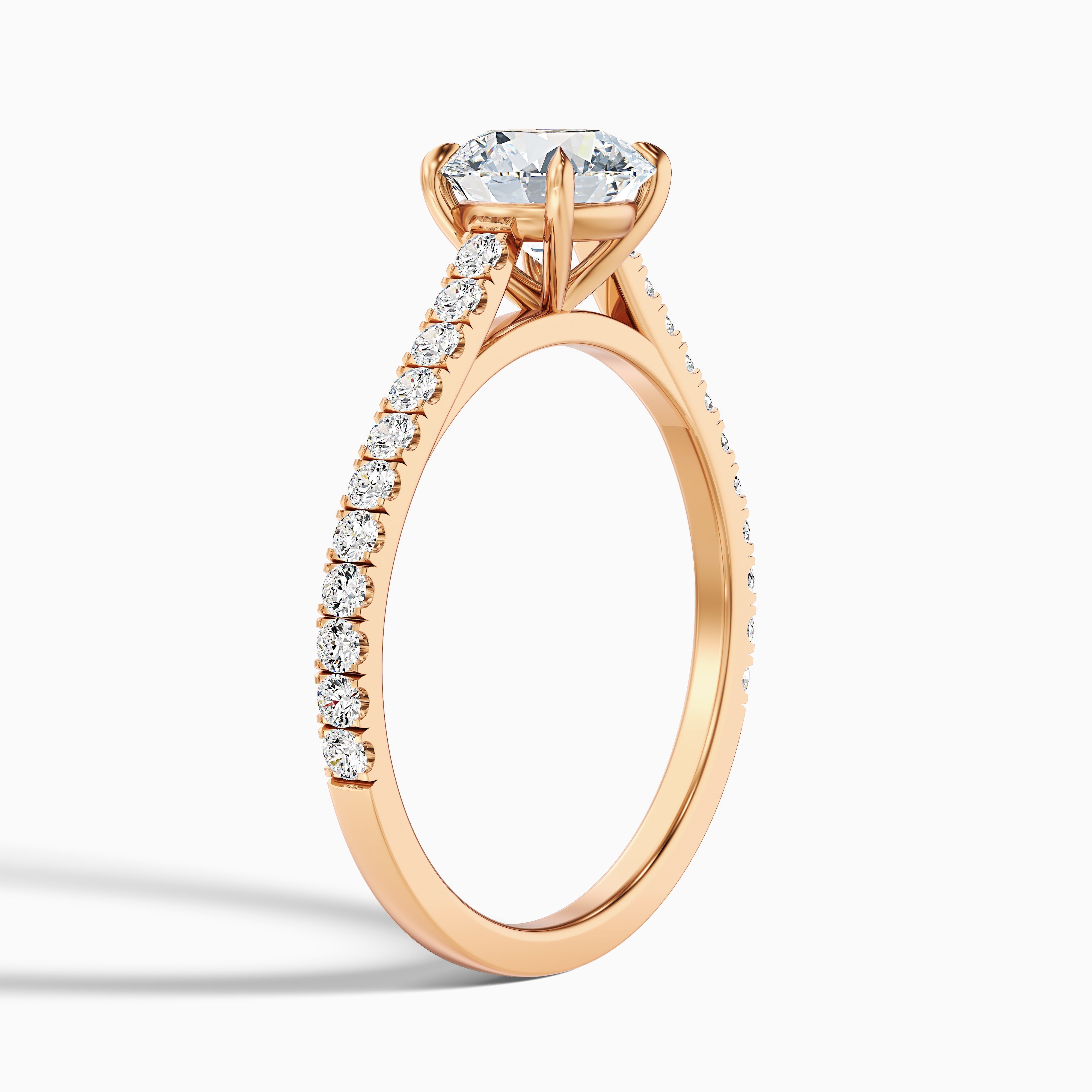 Carly 2.5 Carat Round Side Stone Pave Moissanite Engagement Ring in 10k White Gold