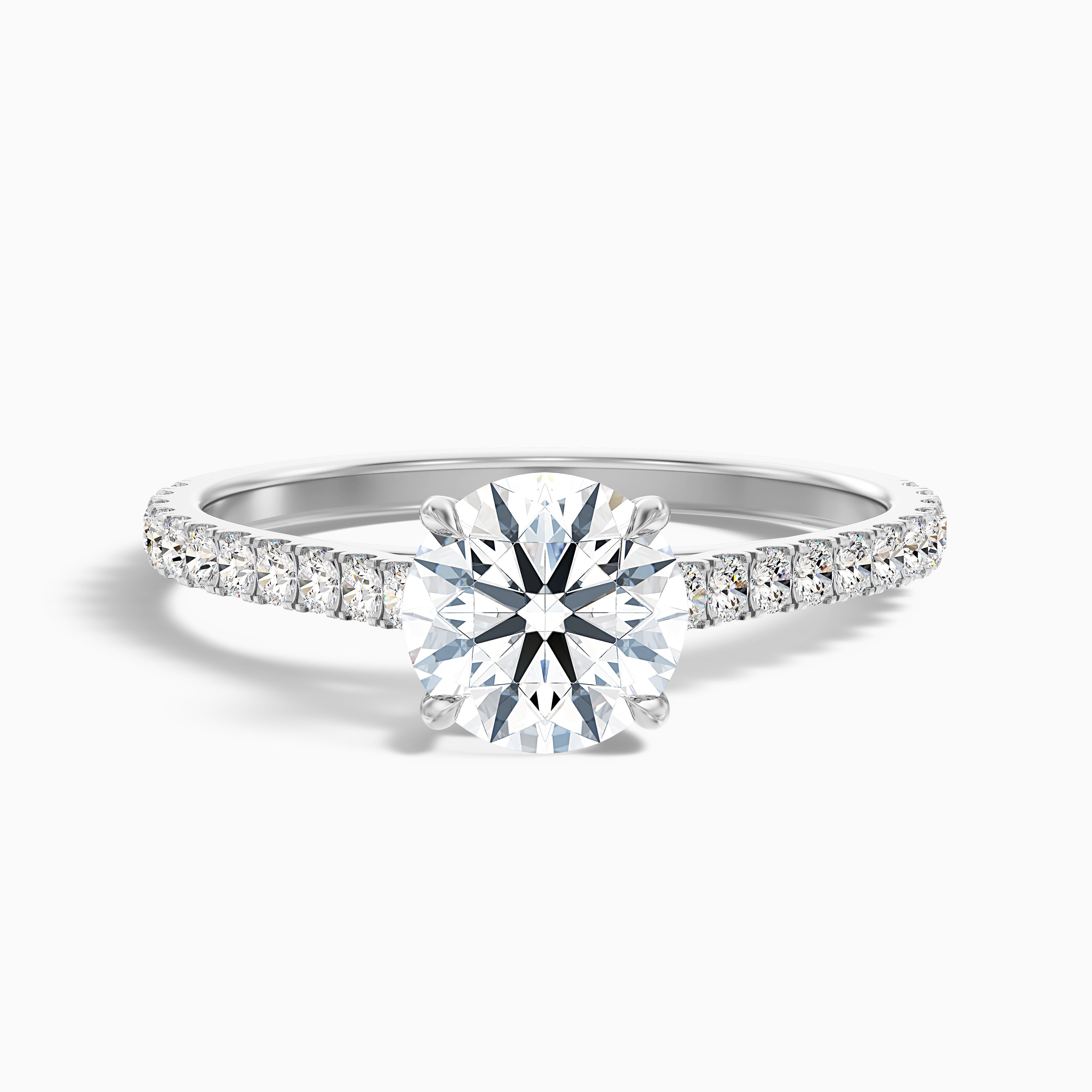 Carly 5 Carat Round Side Stone Pave Moissanite Engagement Ring in 10k White Gold
