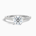 Carly 1 Carat Round Side Stone Pave Moissanite Engagement Ring in 10k White Gold