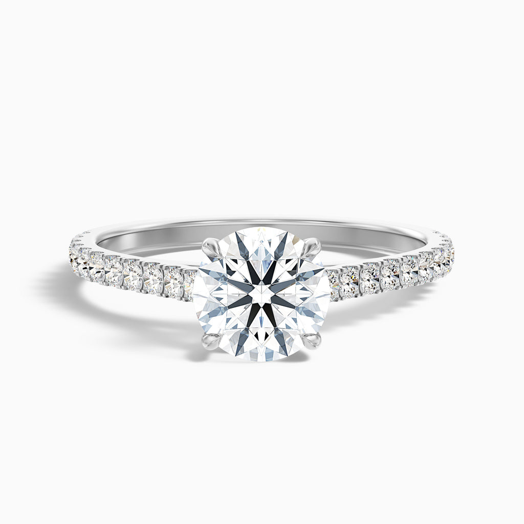 Carly 5.5 Carat Round Side Stone Pave Moissanite Engagement Ring in 10k Yellow Gold