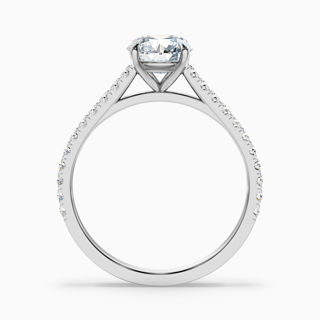 Carly 2 Carat Round Side Stone Pave Moissanite Engagement Ring in 10k White Gold