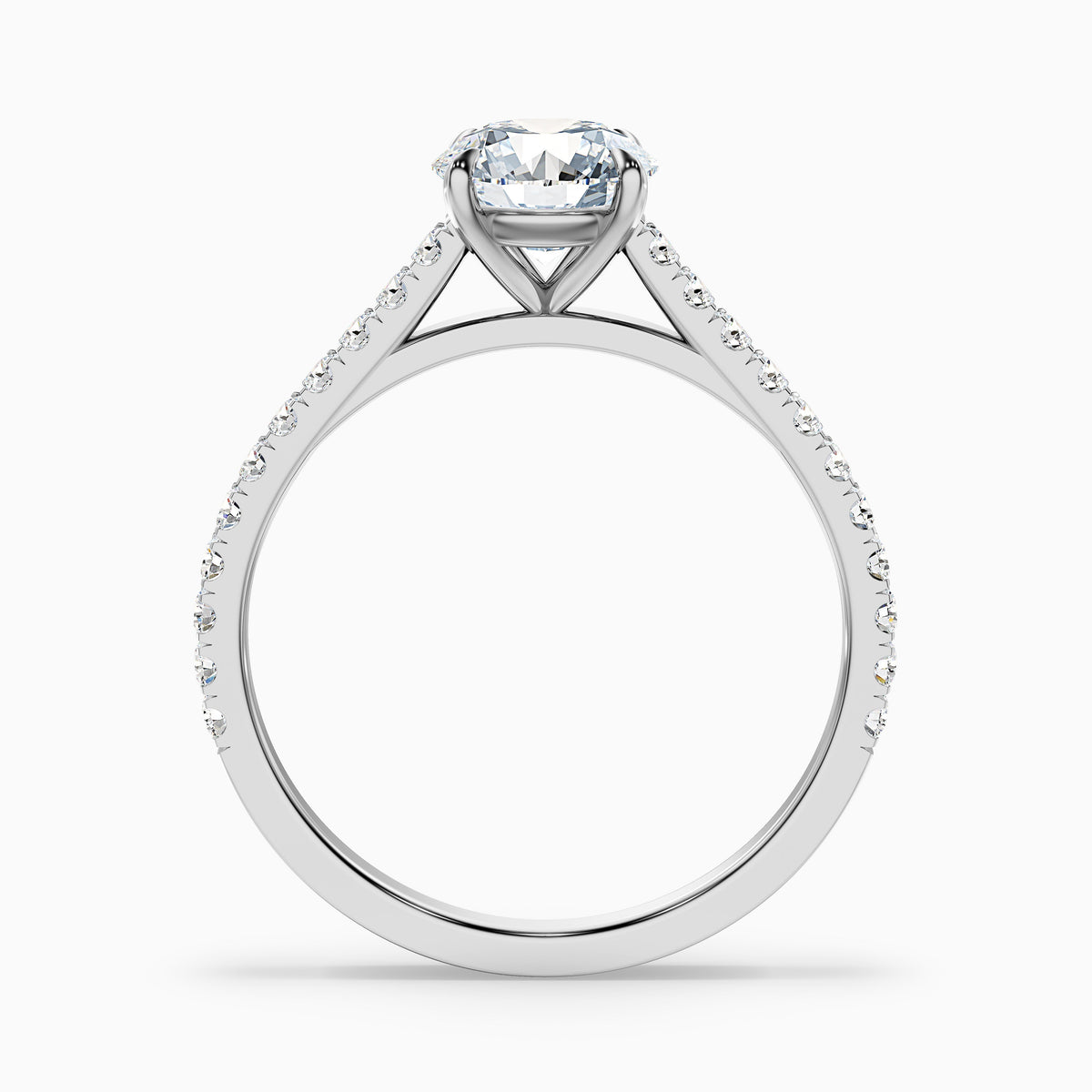 Carly 4.5 Carat Round Side Stone Pave Moissanite Engagement Ring in 18k Yellow Gold