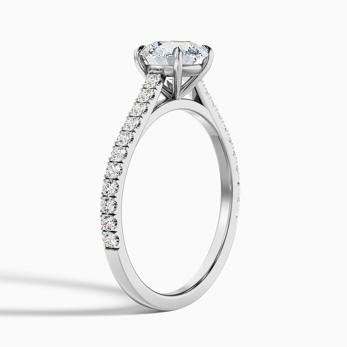 Carly 4.5 Carat Round Side Stone Pave Moissanite Engagement Ring in 10k Rose Gold