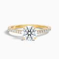 Carly 5.5 Carat Round Side Stone Pave Moissanite Engagement Ring in 18k Yellow Gold