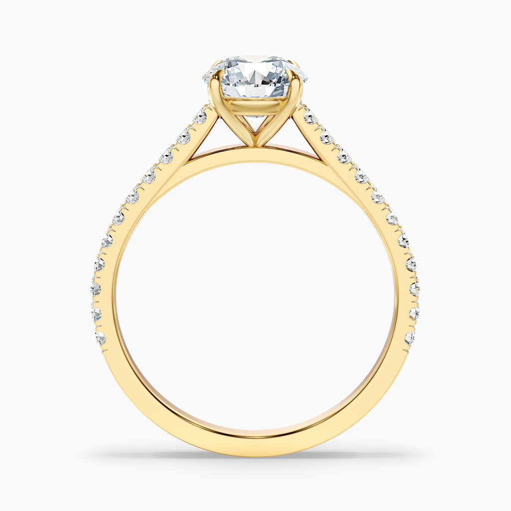 Carly 3 Carat Round Side Stone Pave Moissanite Engagement Ring in Platinum