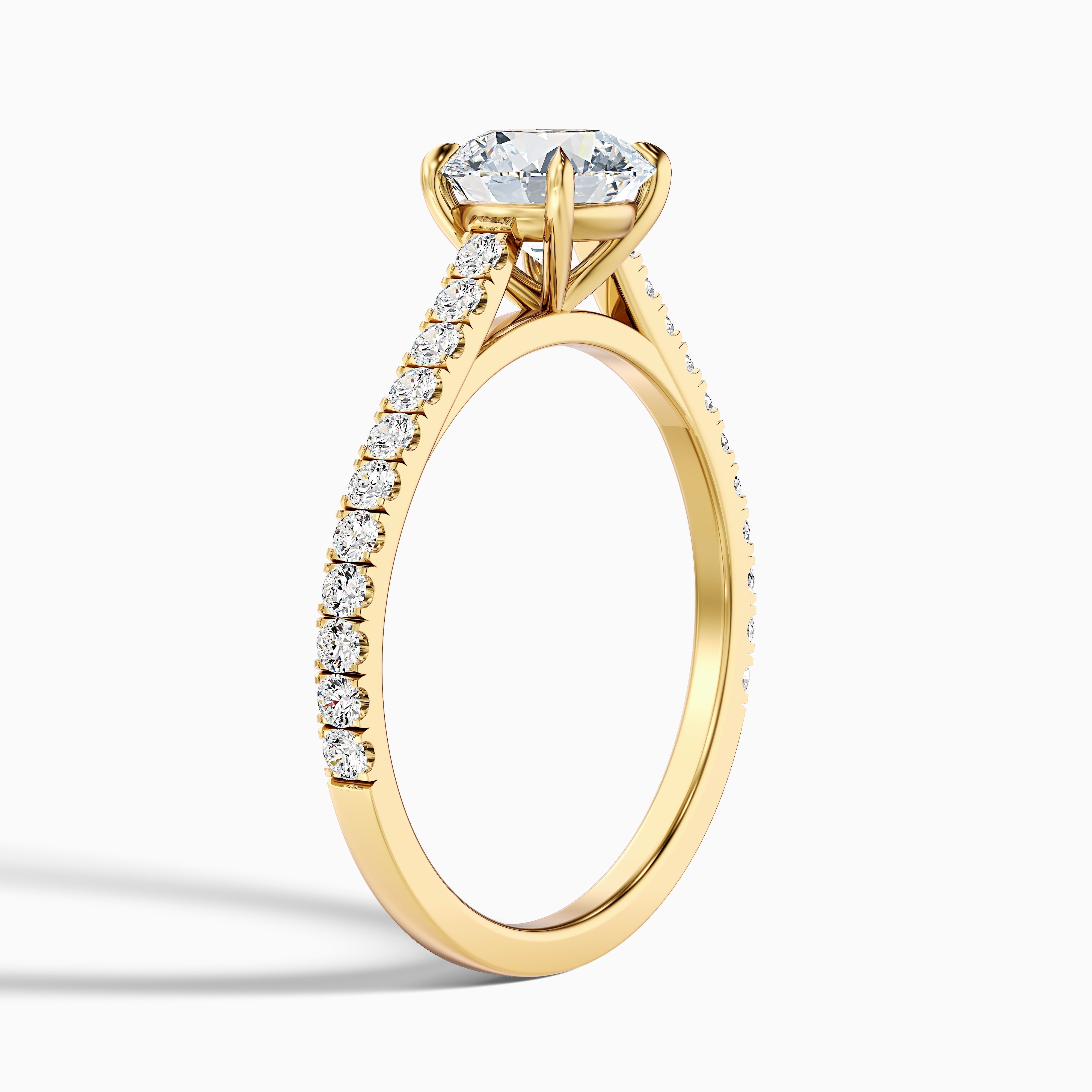 Carly 2 Carat Round Side Stone Pave Moissanite Engagement Ring in 10k Rose Gold