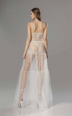 Luxury Sheer Lace Tulle Long Robe with Puff Sleeves | Bridal Boudoir Getting Ready Gown SelenaHuanStudio
