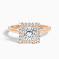 Bela 2 Carat Princess Cut Halo Moissanite Engagement Ring in 14k Rose Gold