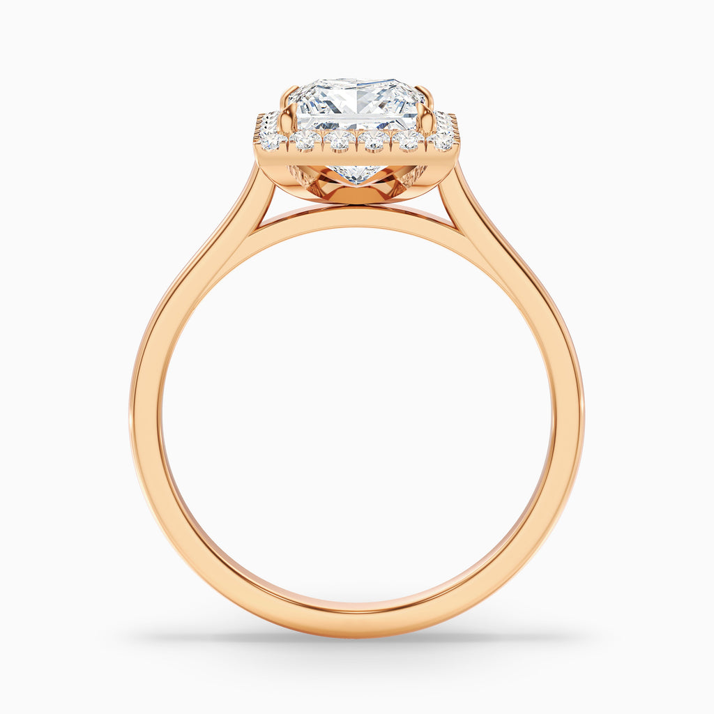 Bela 1 Carat Princess Cut Halo Moissanite Engagement Ring in 14k Yellow Gold