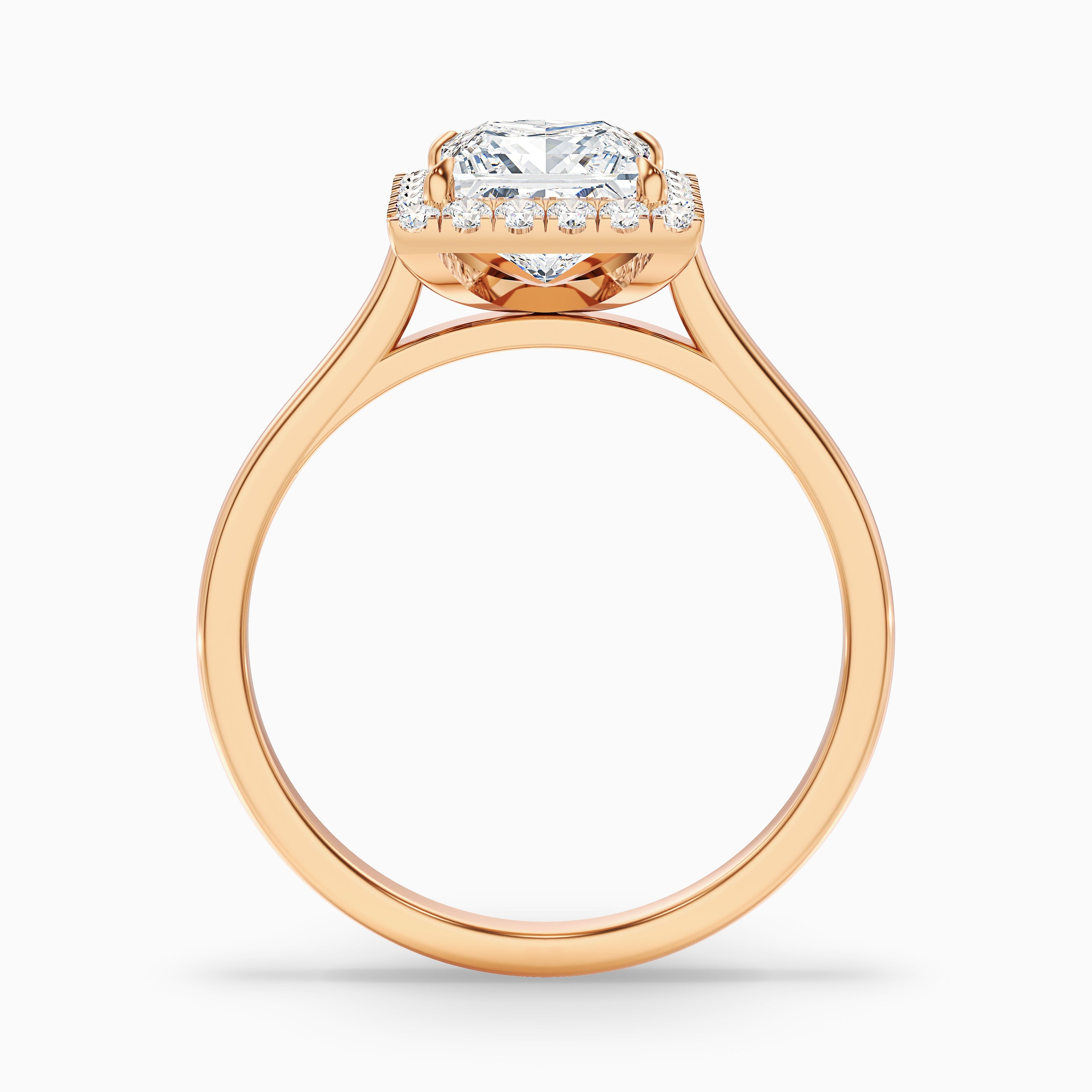 Bela 4 Carat Princess Cut Halo Moissanite Engagement Ring in Platinum