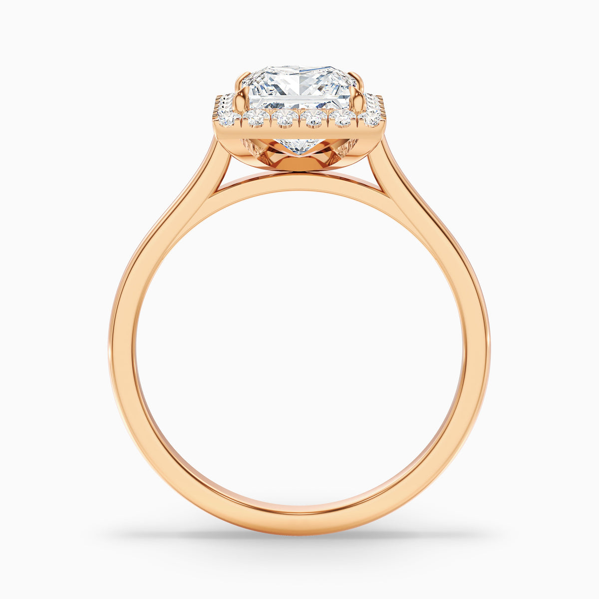 Bela 3 Carat Princess Cut Halo Moissanite Engagement Ring in 14k Yellow Gold