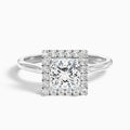 Bela 3.5 Carat Princess Cut Halo Moissanite Engagement Ring in Platinum