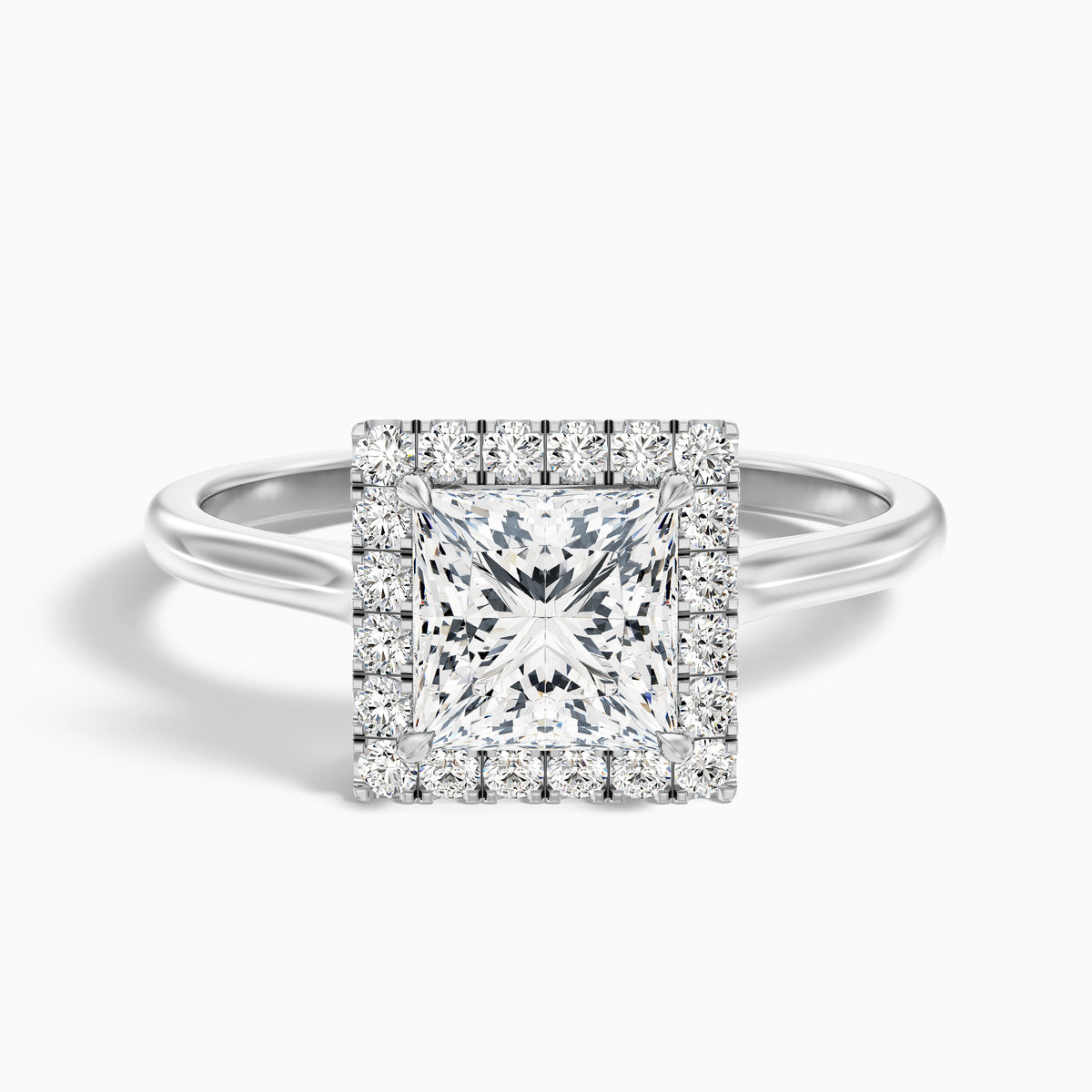 Bela 3.5 Carat Princess Cut Halo Moissanite Engagement Ring in 10k Rose Gold