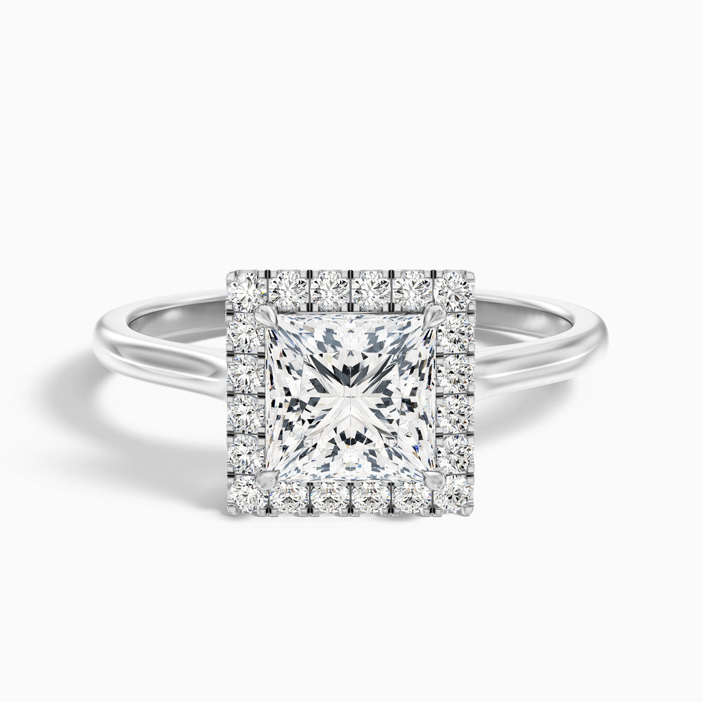 Bela 1.5 Carat Princess Cut Halo Moissanite Engagement Ring in 10k Yellow Gold