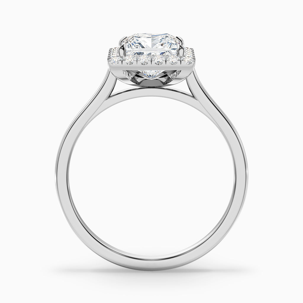 Bela 3.5 Carat Princess Cut Halo Moissanite Engagement Ring in Platinum