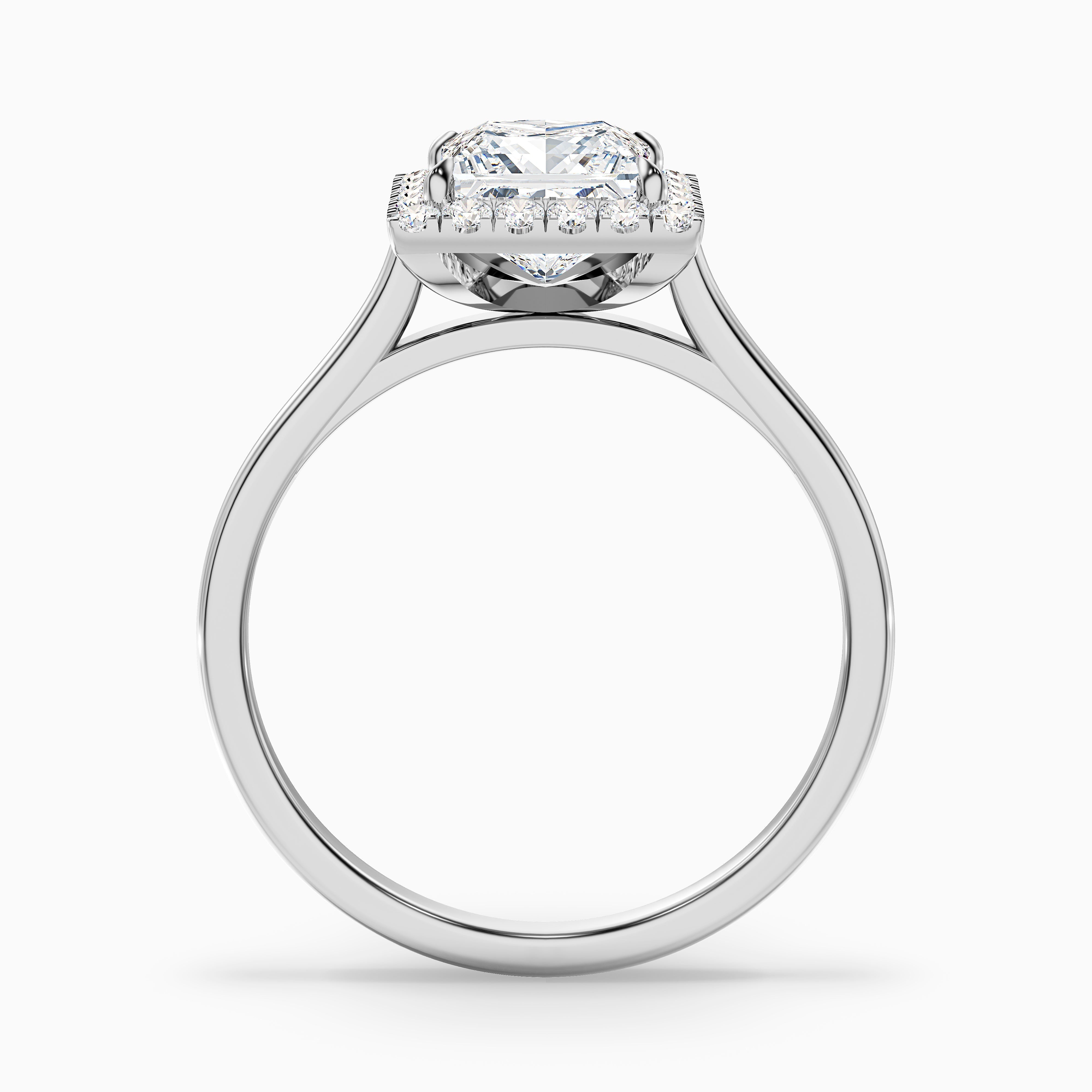 Bela 1 Carat Princess Cut Halo Moissanite Engagement Ring in 10k White Gold