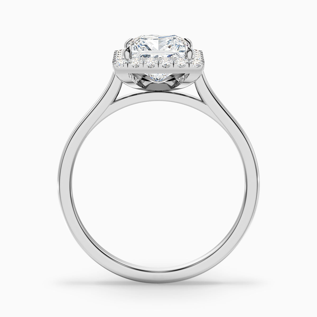Bela 2.5 Carat Princess Cut Halo Moissanite Engagement Ring in 18k Yellow Gold