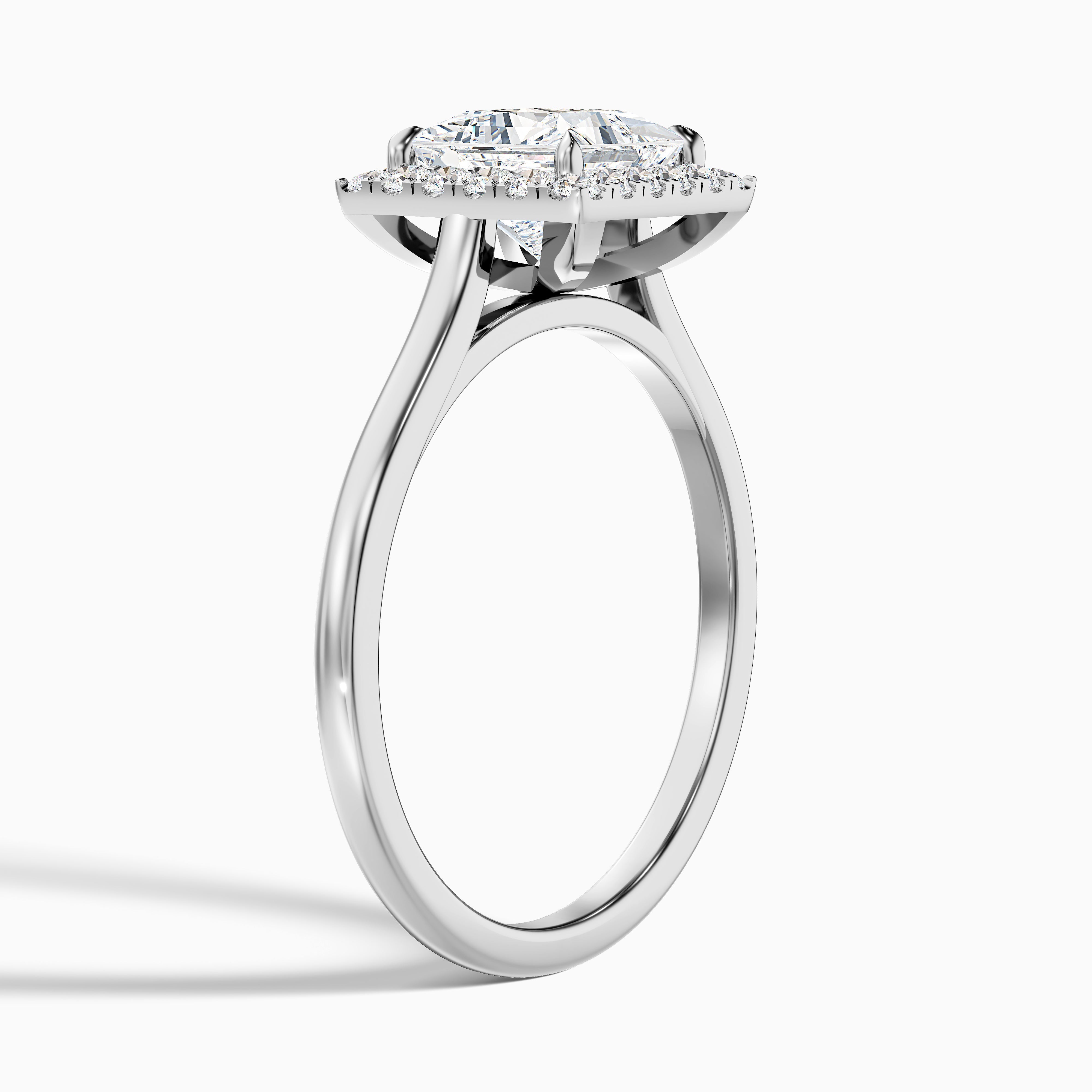 Bela 2 Carat Princess Cut Halo Moissanite Engagement Ring in Platinum