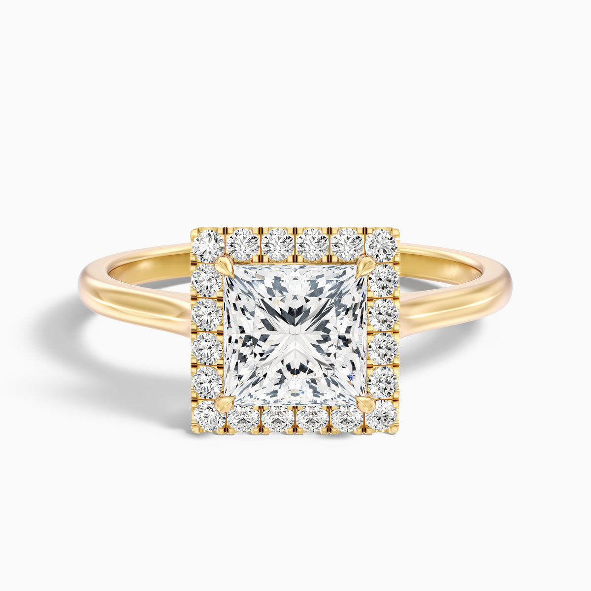 Bela 1 Carat Princess Cut Halo Moissanite Engagement Ring in 10k White Gold