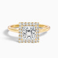 Bela 4 Carat Princess Cut Halo Moissanite Engagement Ring in 10k Yellow Gold