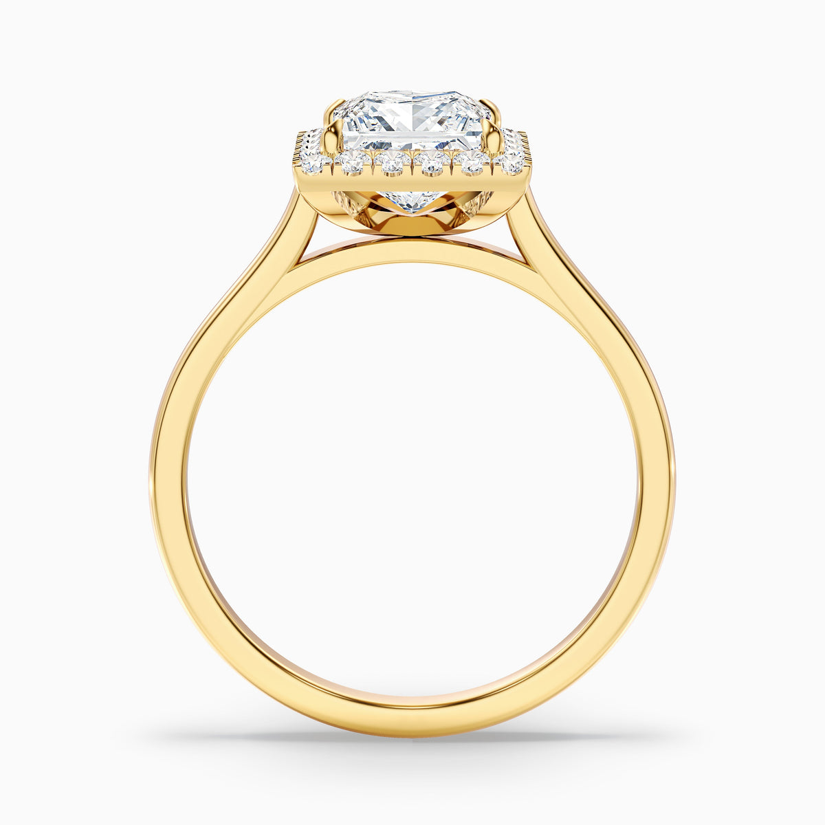 Bela 1 Carat Princess Cut Halo Moissanite Engagement Ring in 14k White Gold