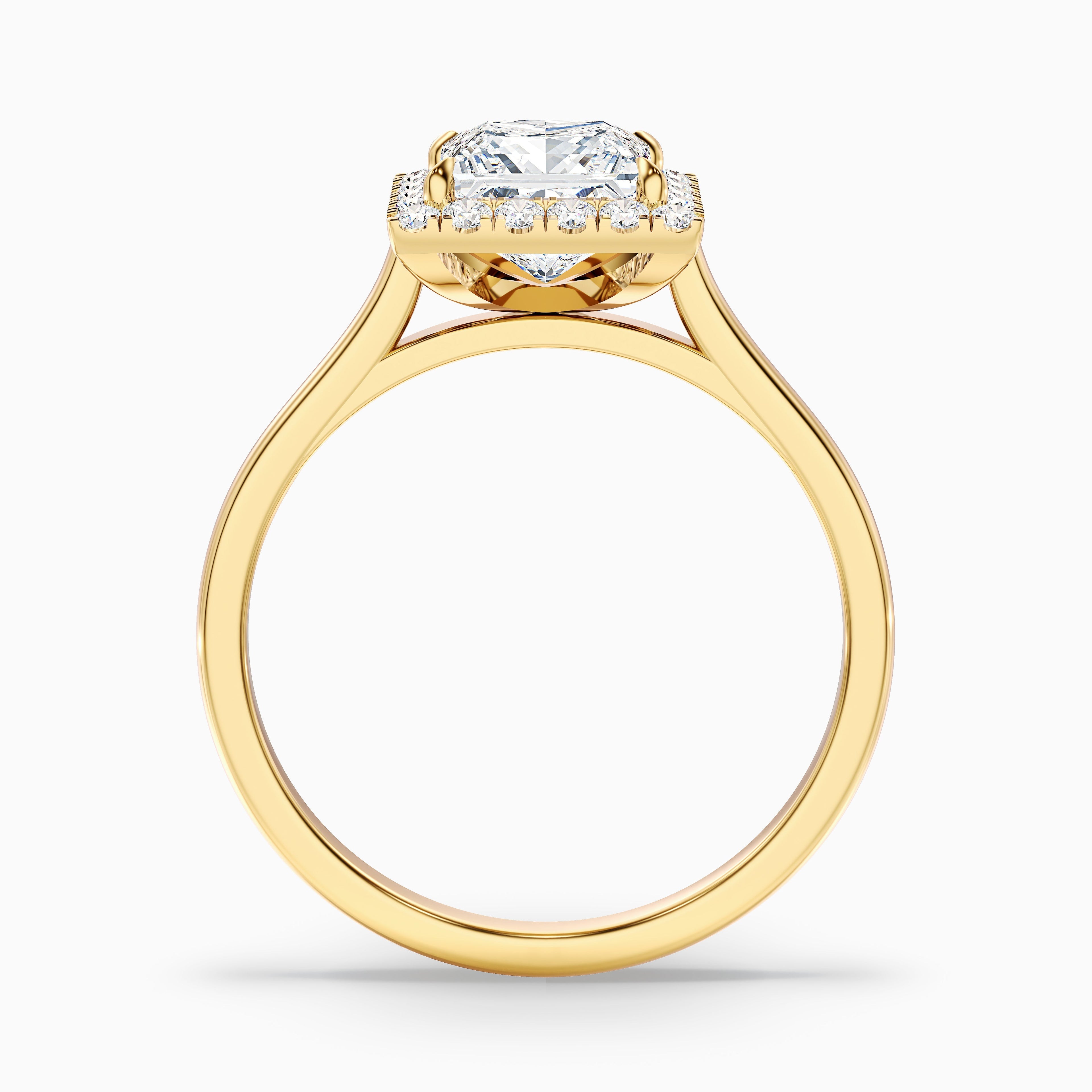 Bela 2.5 Carat Princess Cut Halo Moissanite Engagement Ring in 10k White Gold