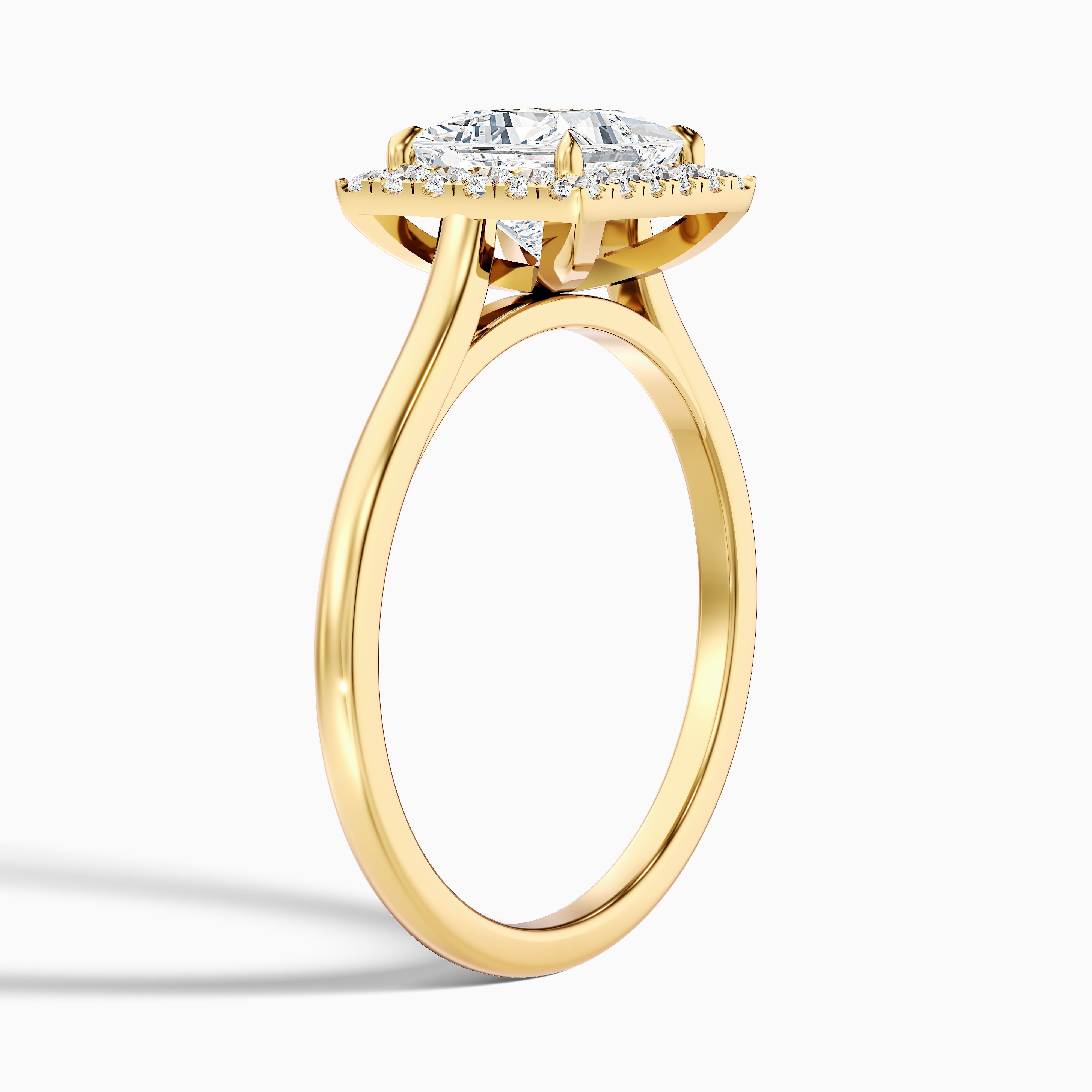 Bela 5 Carat Princess Cut Halo Moissanite Engagement Ring in Platinum