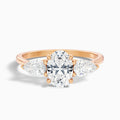 Isa 5.5 Carat Three Stone Oval Halo Moissanite Engagement Ring in 10k Rose Gold