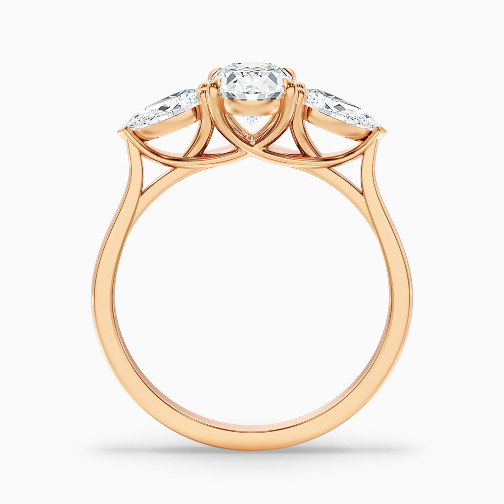 Isa 4.5 Carat Three Stone Oval Halo Moissanite Engagement Ring in 10k White Gold