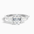 Isa 1 Carat Three Stone Oval Halo Moissanite Engagement Ring in Platinum