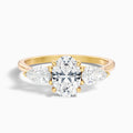 Isa 5.5 Carat Three Stone Oval Halo Moissanite Engagement Ring in 10k Yellow Gold
