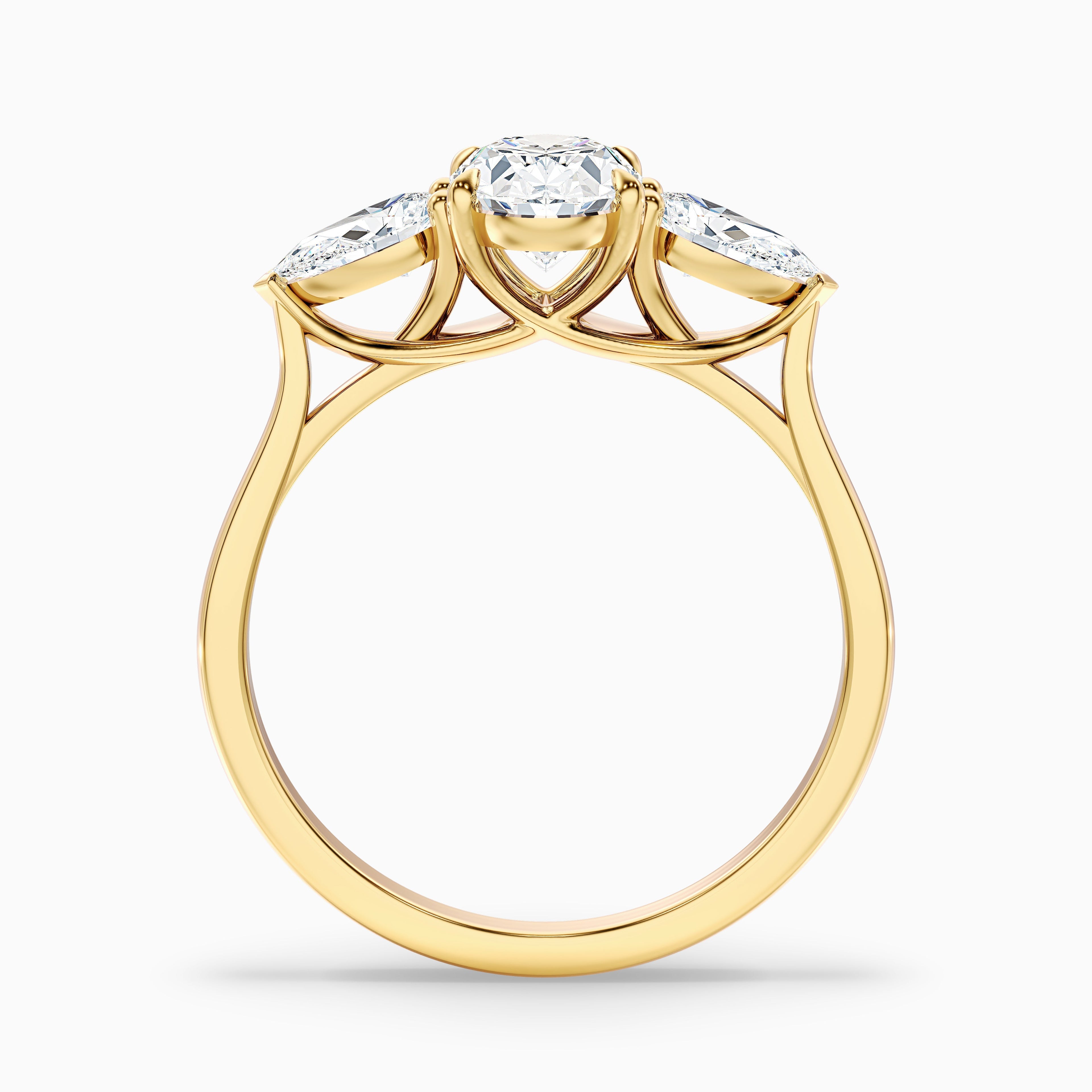 Isa 1.5 Carat Three Stone Oval Halo Moissanite Engagement Ring in 14k White Gold