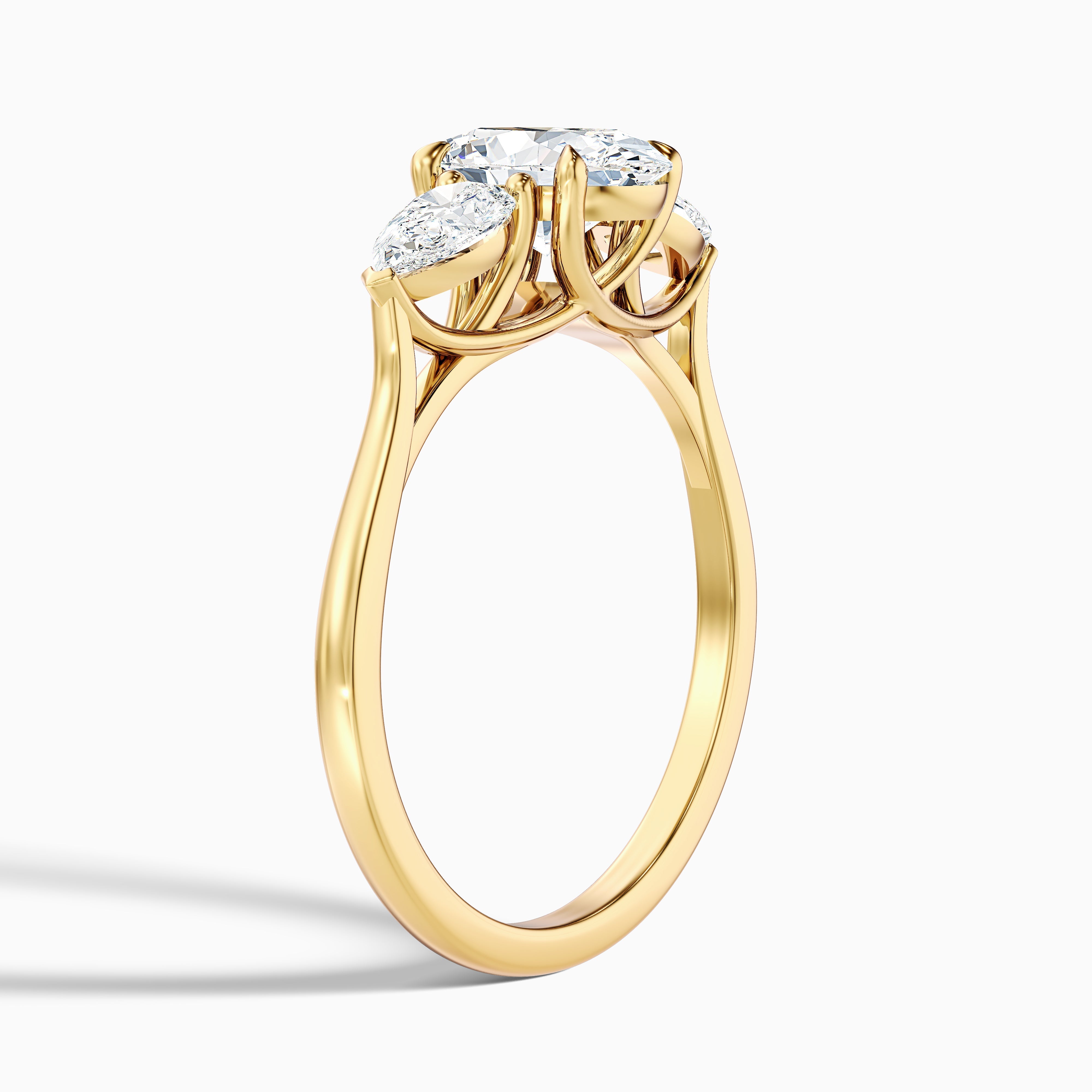 Isa 2 Carat Three Stone Oval Halo Moissanite Engagement Ring in 18k White Gold
