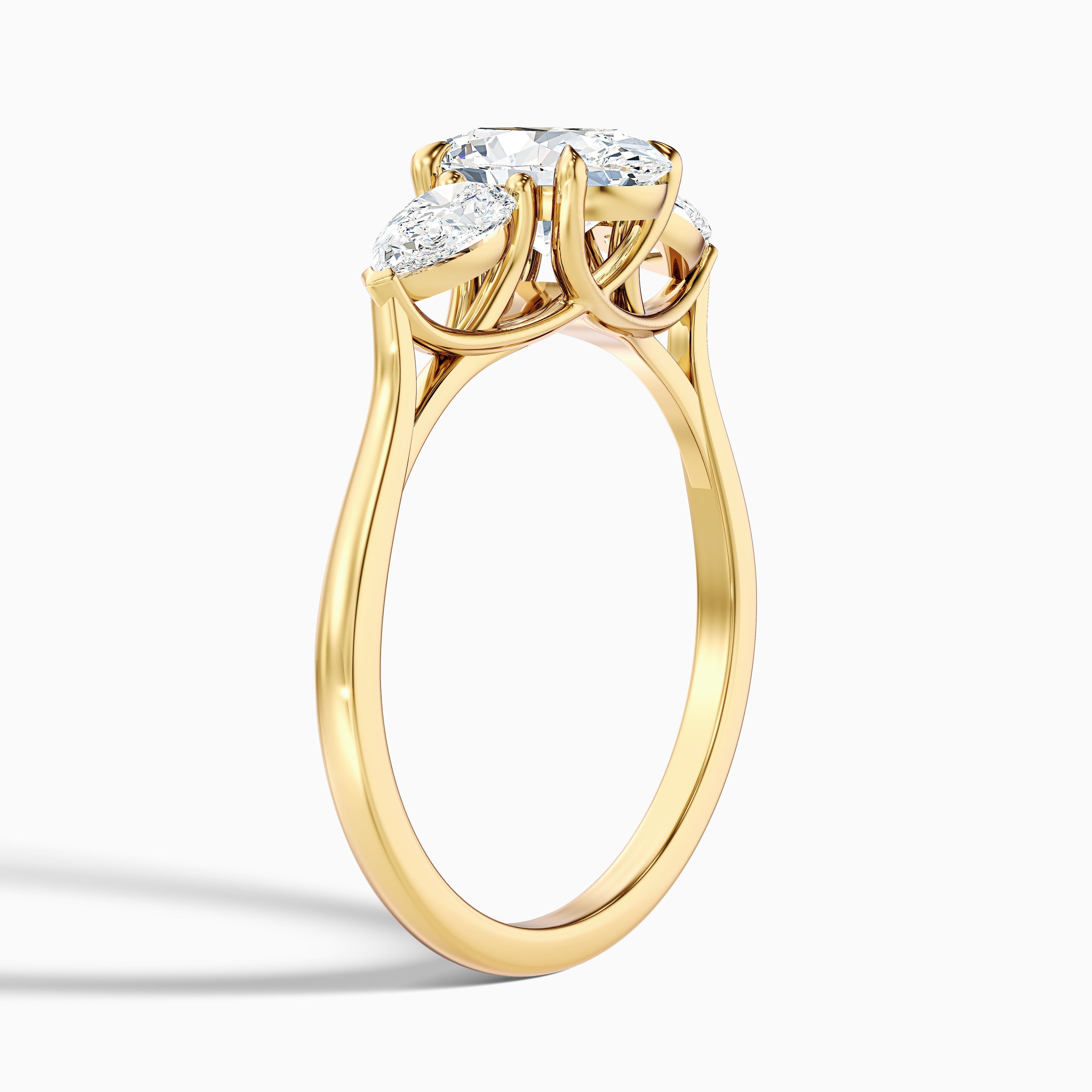 Isa 4 Carat Three Stone Oval Halo Moissanite Engagement Ring in 14k Rose Gold