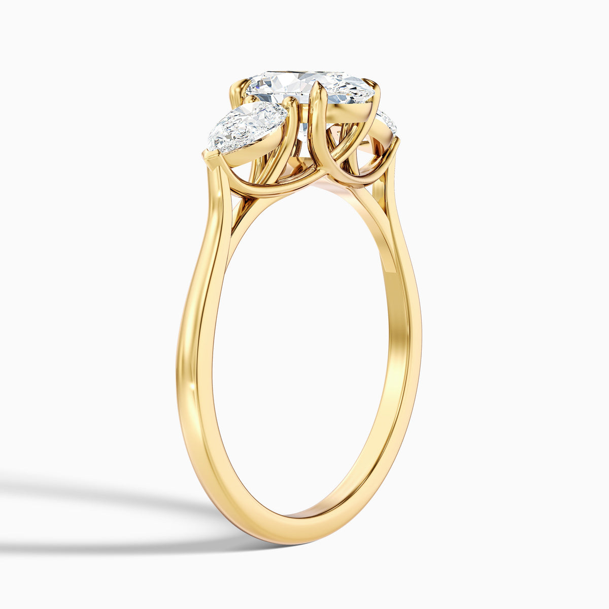 Isa 3.5 Carat Three Stone Oval Halo Moissanite Engagement Ring in 14k Rose Gold