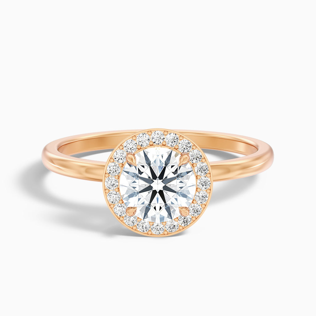 Aura 5.5 Carat Round Halo Pave Moissanite Engagement Ring in 14k Rose Gold